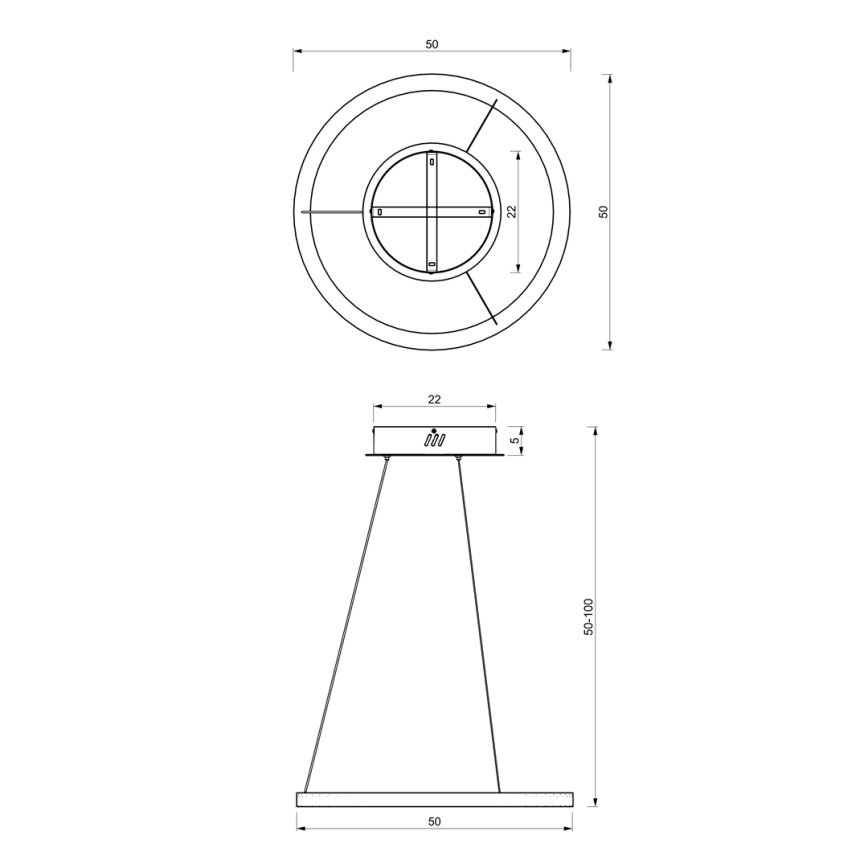 LED Csillár zsinóron GALAXIA LED/26W/230V fekete