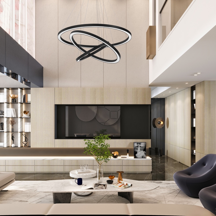 LED Csillár zsinóron GALAXIA LED/85W/230V fekete