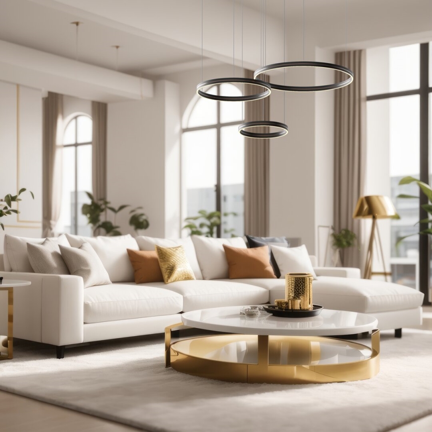 LED Csillár zsinóron GRAVITY LED/108W/230V fekete