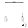 LED csillár zsinóron HARMA 2xE27/60W/230V matt króm/fehér