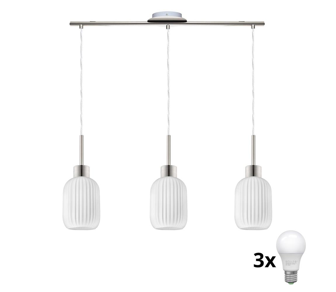 Eglo LED csillár zsinóron HARMA 3xE27/60W/230V matt króm/fehér 1xEG32521+3xNSLA55442