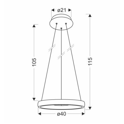 LED Csillár zsinóron HASHIM LED/22W/230V átm. 40 cm réz