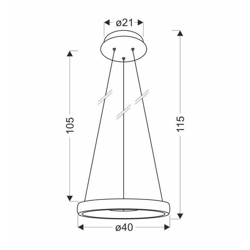 LED Csillár zsinóron HASHIM LED/22W/230V átm. 40 cm réz