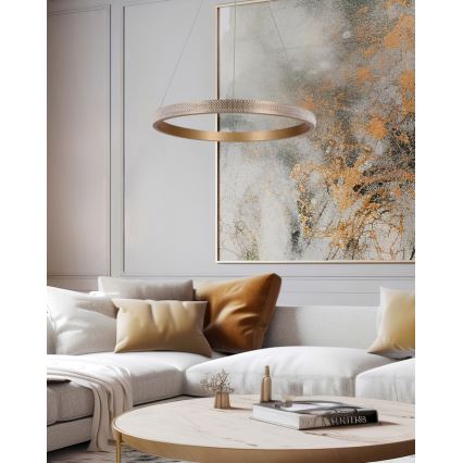 LED Csillár zsinóron HASHIM LED/34W/230V átm. 60 cm réz