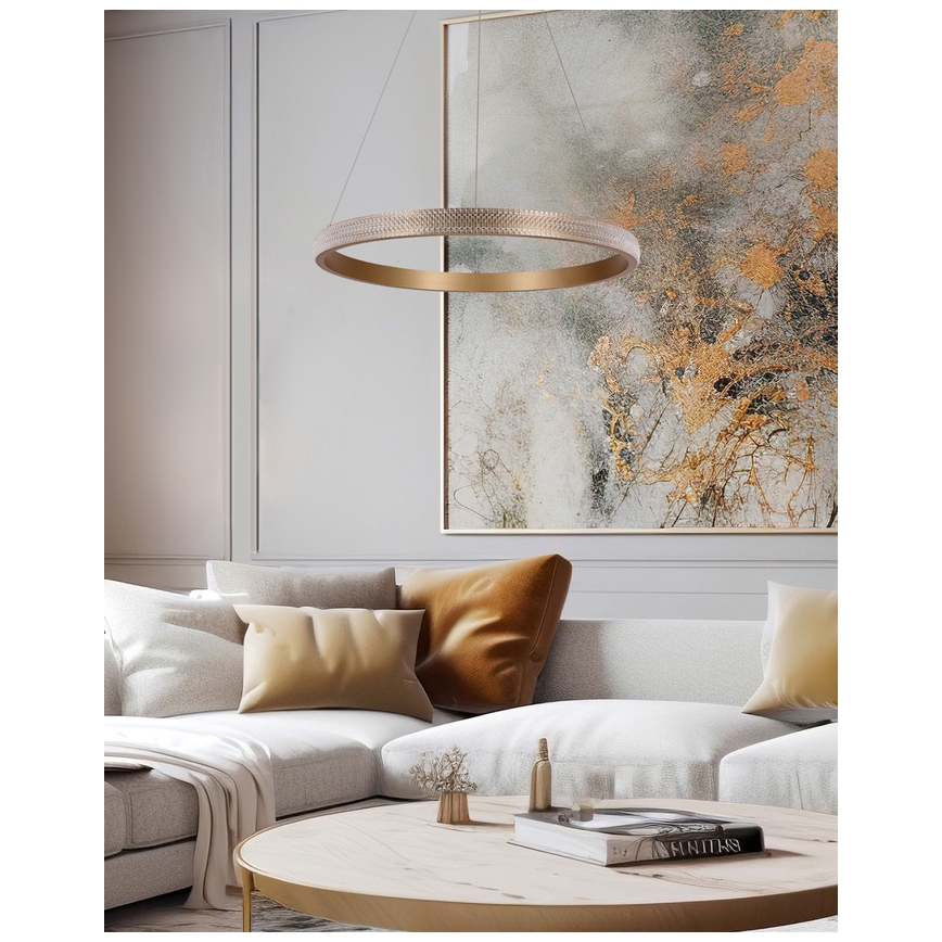 LED Csillár zsinóron HASHIM LED/34W/230V átm. 60 cm réz