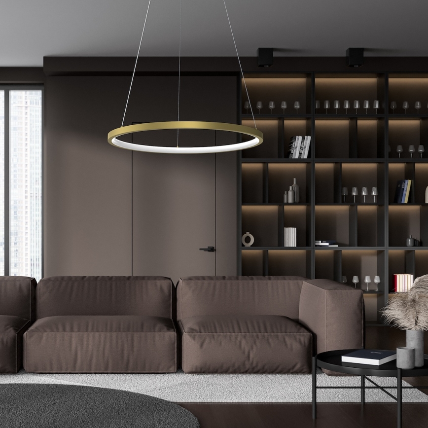 LED Csillár zsinóron HOOP LED/27W/230V átm. 50 cm 4000K arany