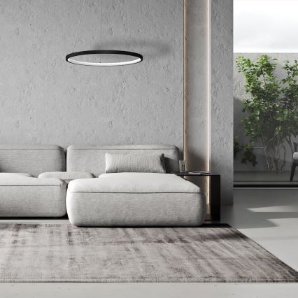 LED Csillár zsinóron HOOP LED/27W/230V átm. 50 cm 4000K fekete