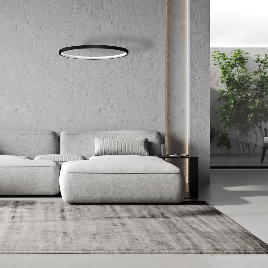 LED Csillár zsinóron HOOP LED/27W/230V átm. 50 cm 4000K fekete