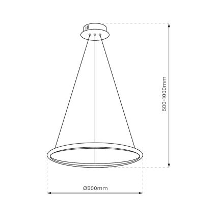 LED Csillár zsinóron HOOP LED/27W/230V átm. 50 cm 4000K fekete