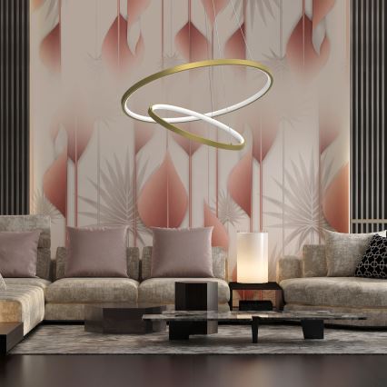 LED Csillár zsinóron HOOP LED/51W/230V átm. 60 cm 4000K arany