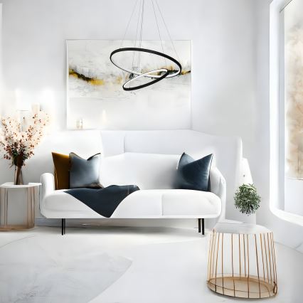 LED Csillár zsinóron HOOP LED/51W/230V átm. 60 cm 4000K fekete