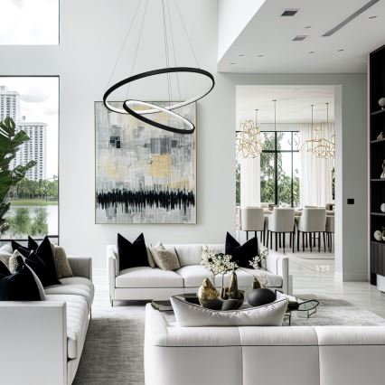 LED Csillár zsinóron HOOP LED/51W/230V átm. 60 cm 4000K fekete