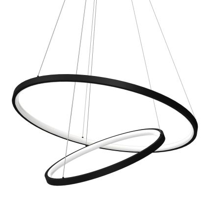LED Csillár zsinóron HOOP LED/51W/230V átm. 60 cm 4000K fekete