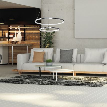 LED Csillár zsinóron HOOP LED/51W/230V átm. 60 cm 4000K fényezett króm