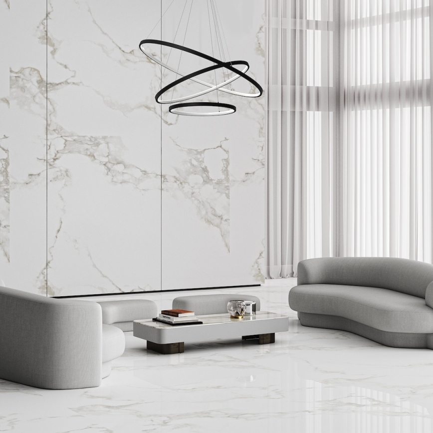 LED Csillár zsinóron HOOP LED/93W/230V átm. 80 cm 4000K fekete