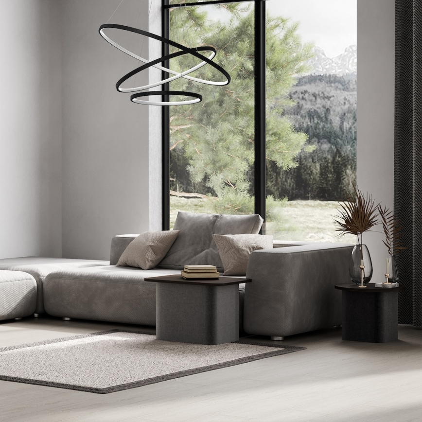 LED Csillár zsinóron HOOP LED/93W/230V átm. 80 cm 4000K fekete