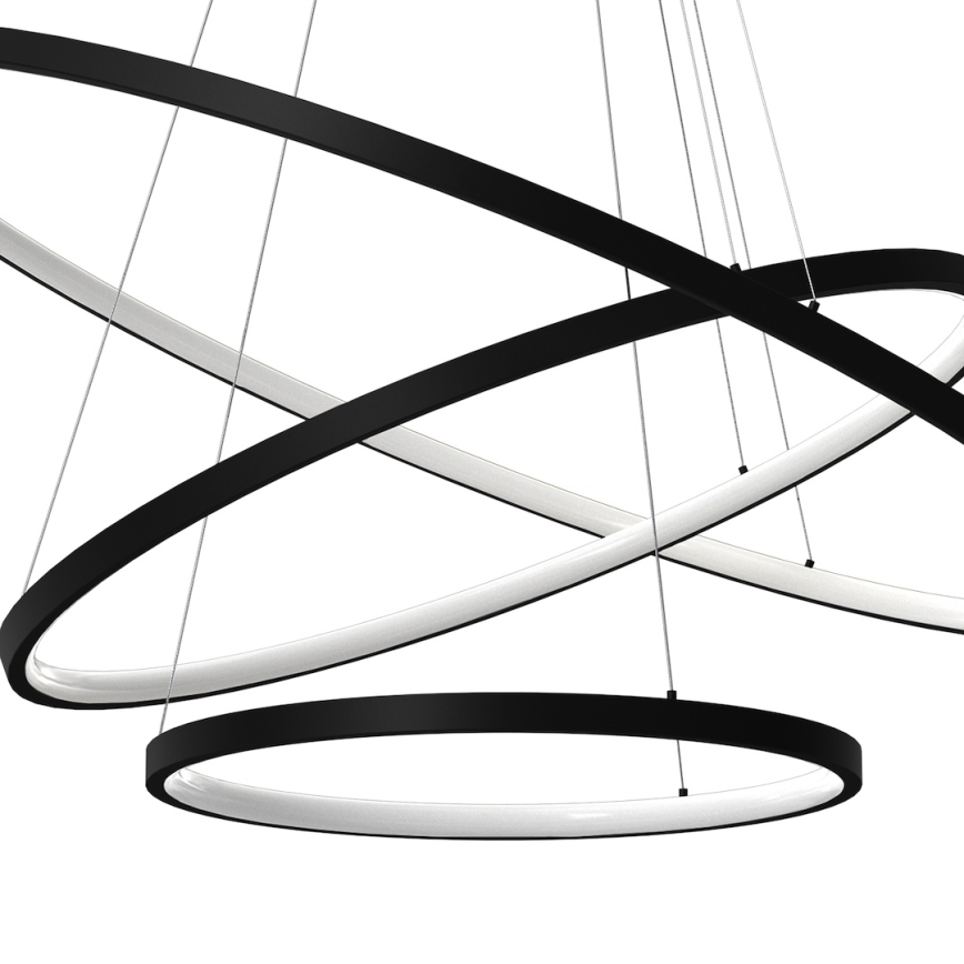 LED Csillár zsinóron HOOP LED/93W/230V átm. 80 cm 4000K fekete