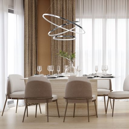 LED Csillár zsinóron HOOP LED/93W/230V átm. 80 cm 4000K fényezett króm