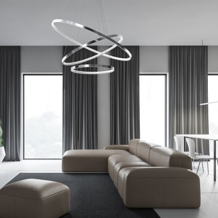 LED Csillár zsinóron HOOP LED/93W/230V átm. 80 cm 4000K fényezett króm