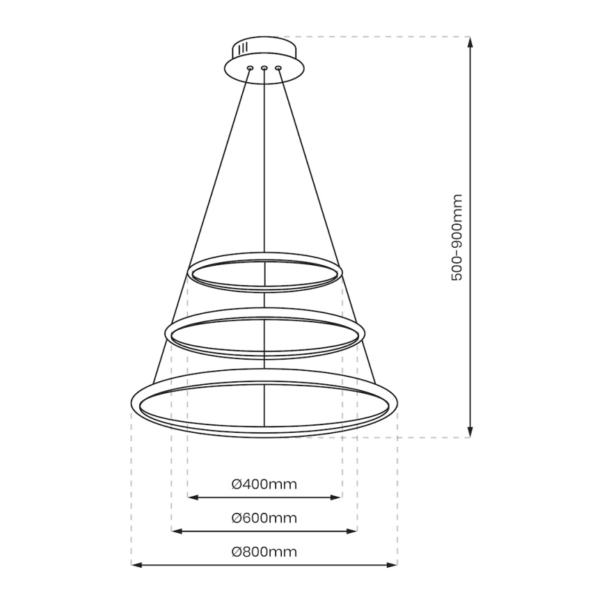 LED Csillár zsinóron HOOP LED/93W/230V átm. 80 cm 4000K fényezett króm