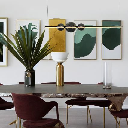 LED Csillár zsinóron KUGEL LED/30W/230V fekete