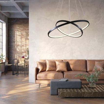 LED Csillár zsinóron LEA LED/35W/230V 4000K átm. 60 cm fekete