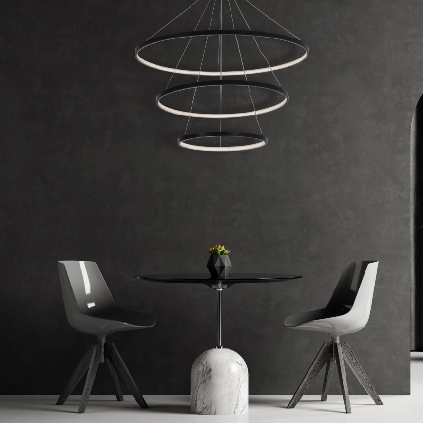 LED Csillár zsinóron LEA LED/60W/230V 4000K átm. 80 cm fekete