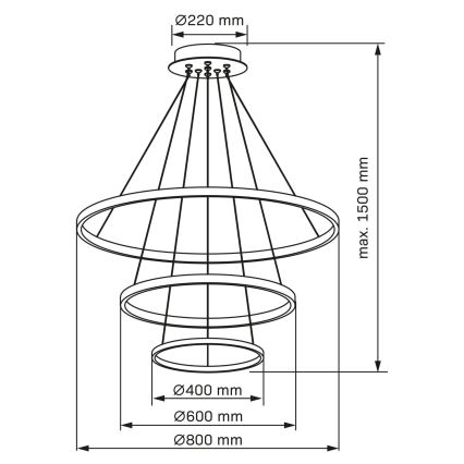 LED Csillár zsinóron LEA LED/60W/230V 4000K átm. 80 cm fekete