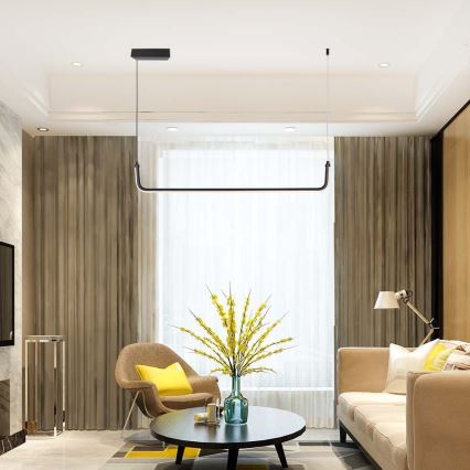 LED Csillár zsinóron LED/12W/230V 4000K 90 cm fekete