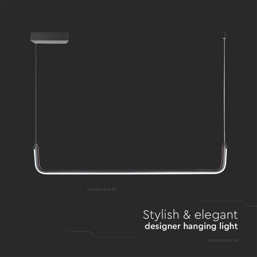 LED Csillár zsinóron LED/12W/230V 4000K 90 cm fekete