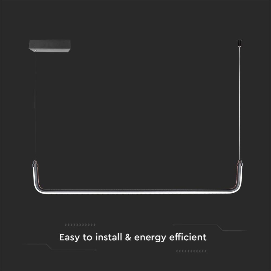 LED Csillár zsinóron LED/12W/230V 4000K 90 cm fekete