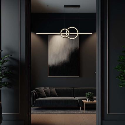 LED Csillár zsinóron LED/15W/230V 4000K 80 cm fekete