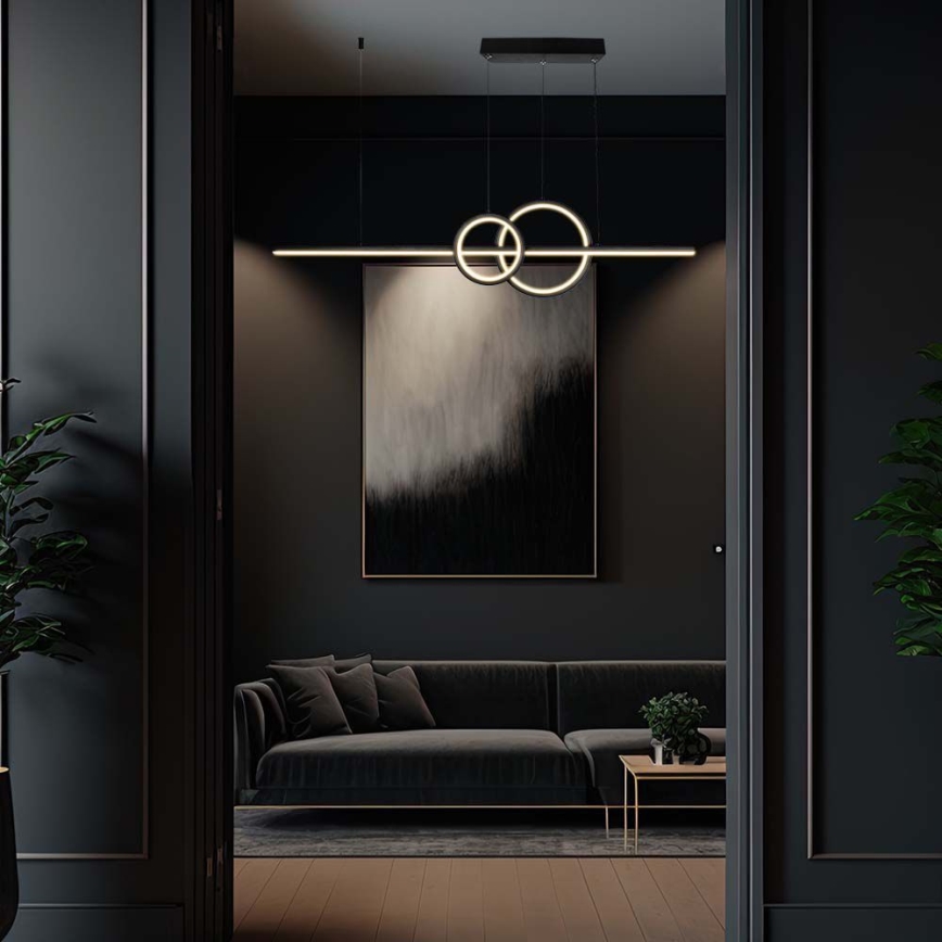 LED Csillár zsinóron LED/15W/230V 4000K 80 cm fekete