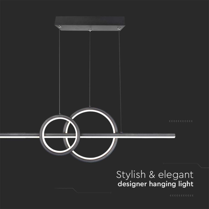 LED Csillár zsinóron LED/15W/230V 4000K 80 cm fekete