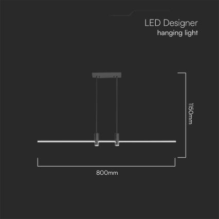 LED Csillár zsinóron LED/19W/230V 4000K fekete
