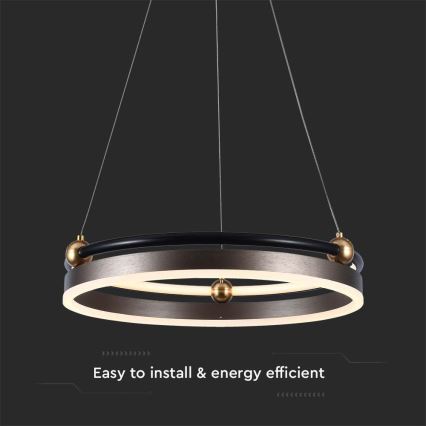 LED Csillár zsinóron LED/20W/230V 3000K átm. 42 cm barna