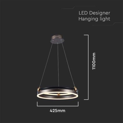 LED Csillár zsinóron LED/20W/230V 3000K átm. 42 cm barna