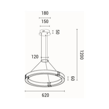 LED Csillár zsinóron LED/21W/230V 3000K 42x120 cm