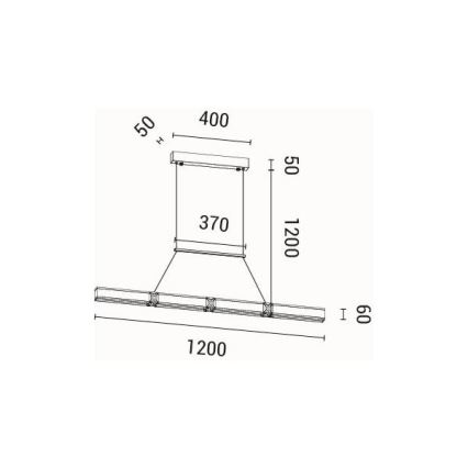 LED Csillár zsinóron LED/21W/230V 3000K 45x120 cm