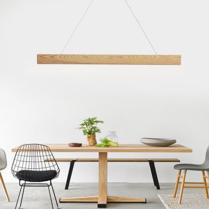 LED Csillár zsinóron LED/22W/230V 4000K 120 cm kőris/tömör fa