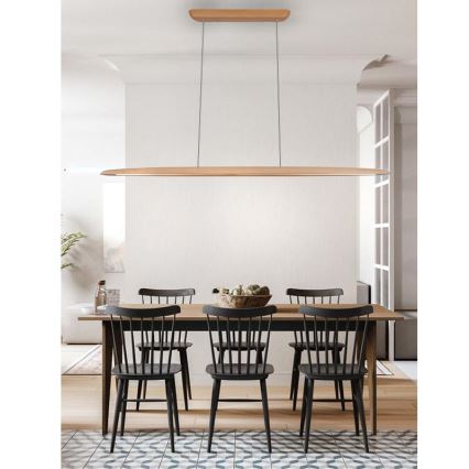 LED Csillár zsinóron LED/22W/230V 4000K 130 cm bükkfa/tömör fa