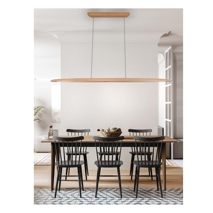 LED Csillár zsinóron LED/22W/230V 4000K 130 cm bükkfa/tömör fa