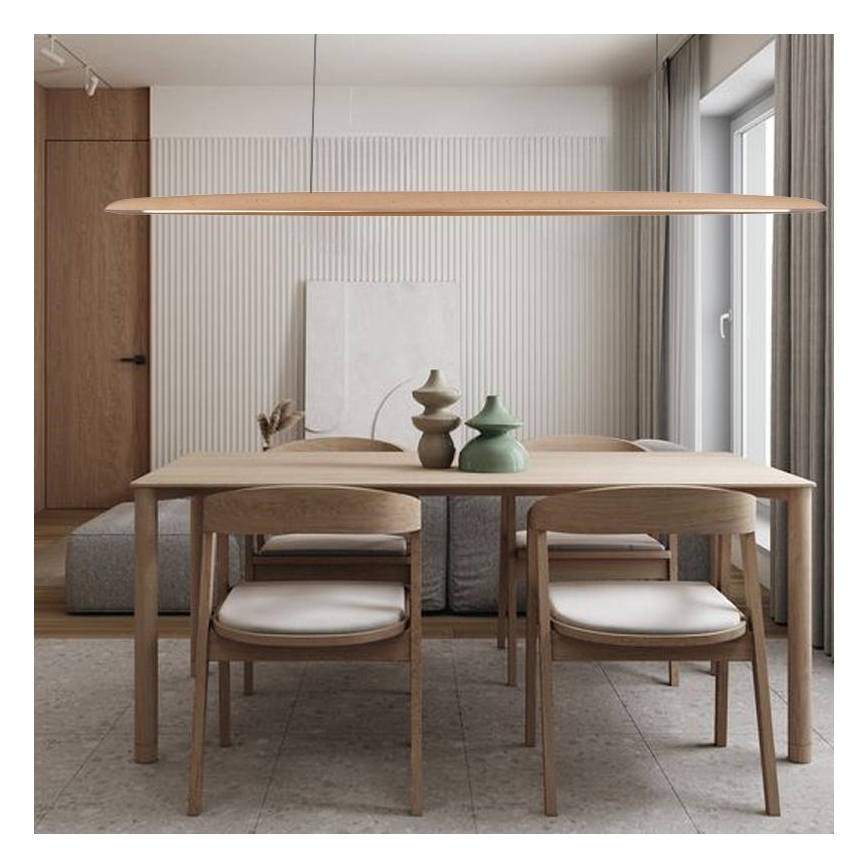 LED Csillár zsinóron LED/26W/230V 4000K 150 cm bükkfa/tömör fa