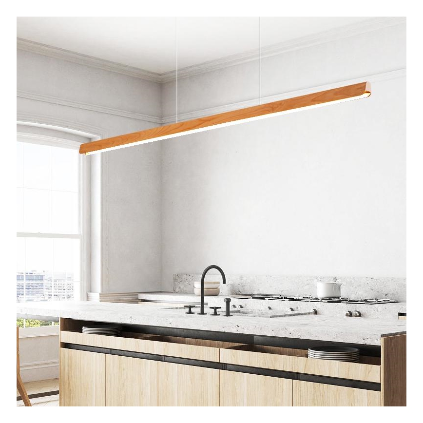 LED Csillár zsinóron LED/26W/230V 4000K 150 cm bükkfa/tömör fa