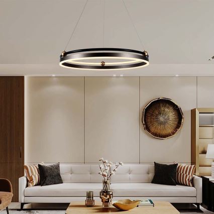 LED Csillár zsinóron LED/30W/230V 3000K átm. 62 cm barna