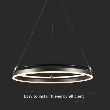 LED Csillár zsinóron LED/30W/230V 3000K átm. 62 cm barna