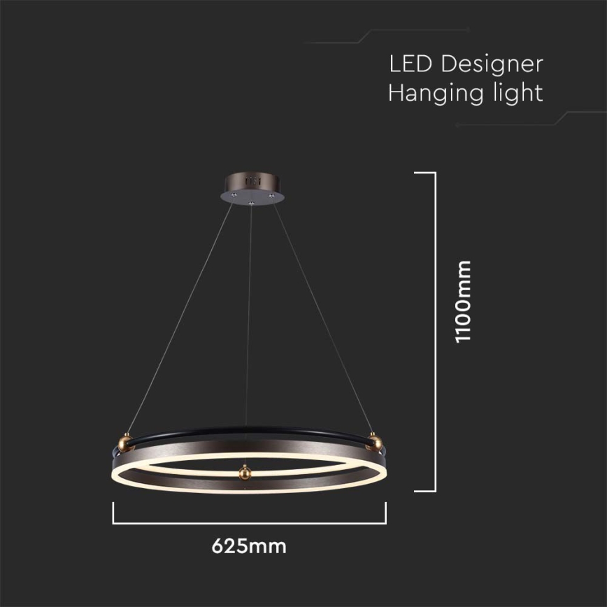 LED Csillár zsinóron LED/30W/230V 3000K átm. 62 cm barna