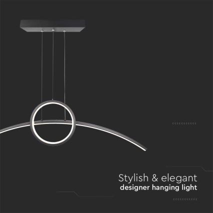 LED Csillár zsinóron LED/30W/230V 4000K 88 cm fekete