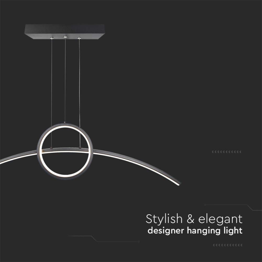 LED Csillár zsinóron LED/30W/230V 4000K 88 cm fekete