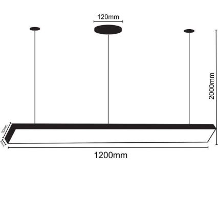LED Csillár zsinóron LED/32W/230V 4000K átm. 120 cm fekete